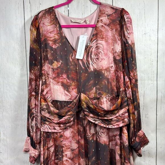 Soft Surroundings Silk Floral Maxi Dress 20W Romantic Cottagecore Feminine Boho - Picture 3 of 16